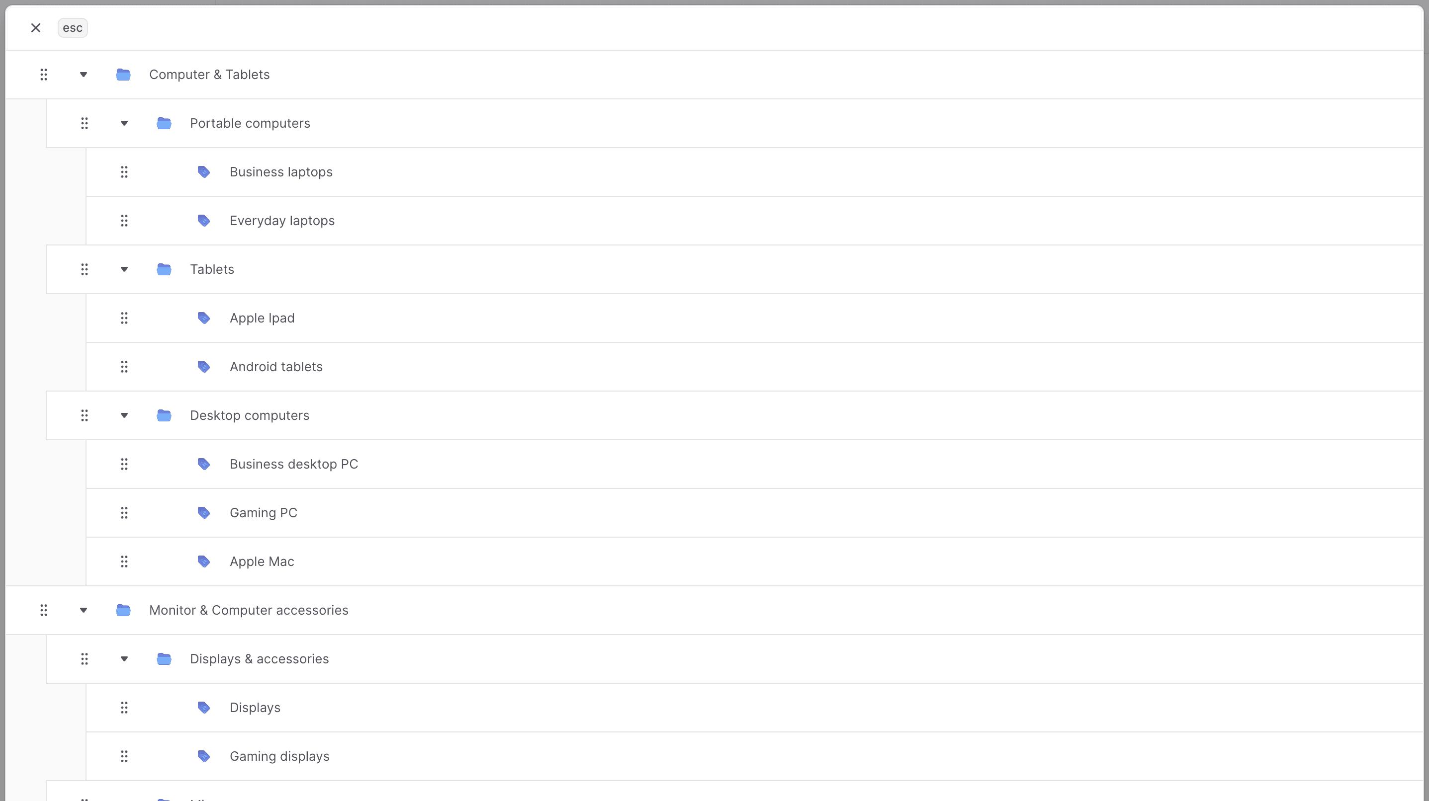 编辑类别排名表格