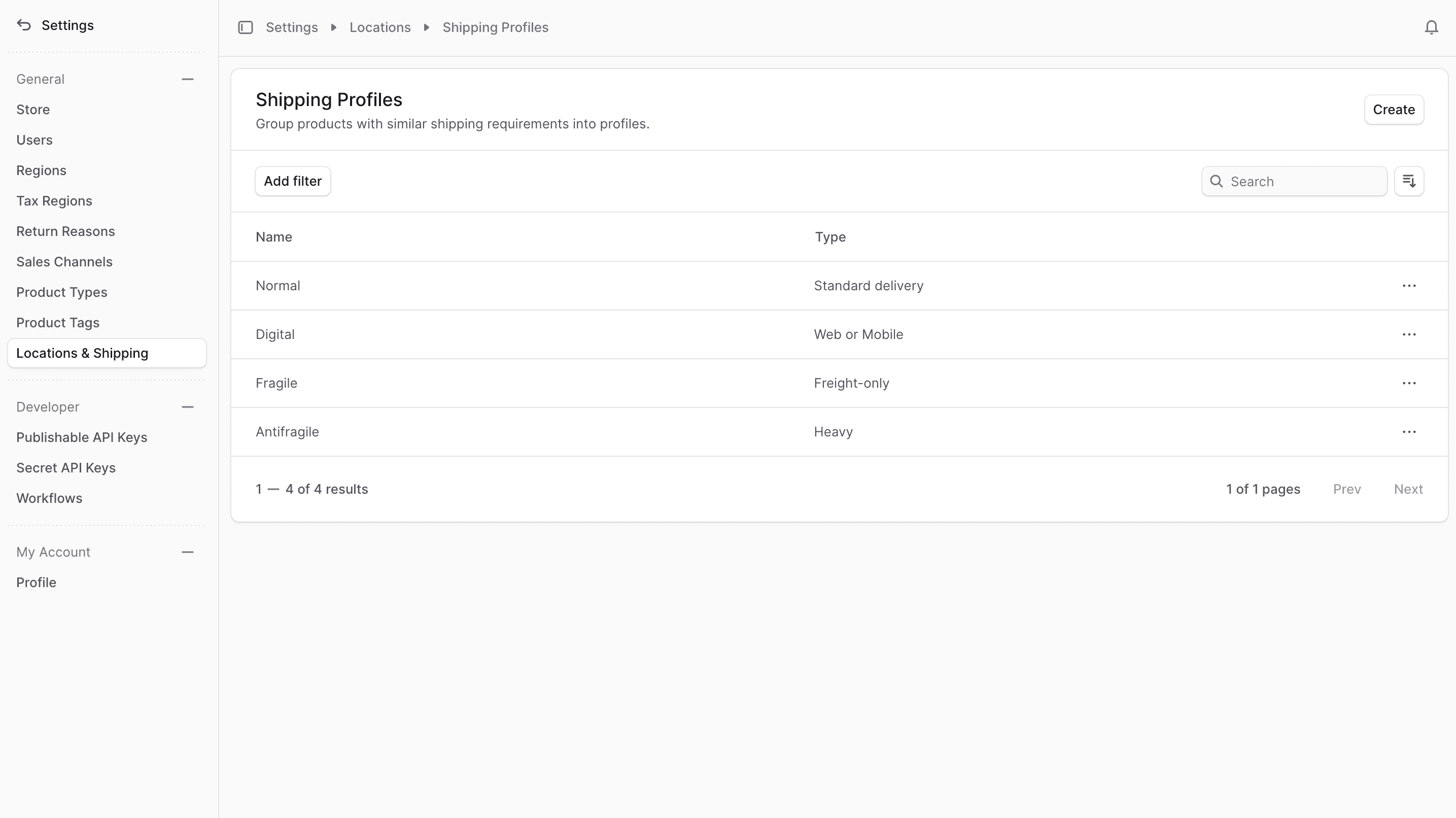 配送配置文件列表