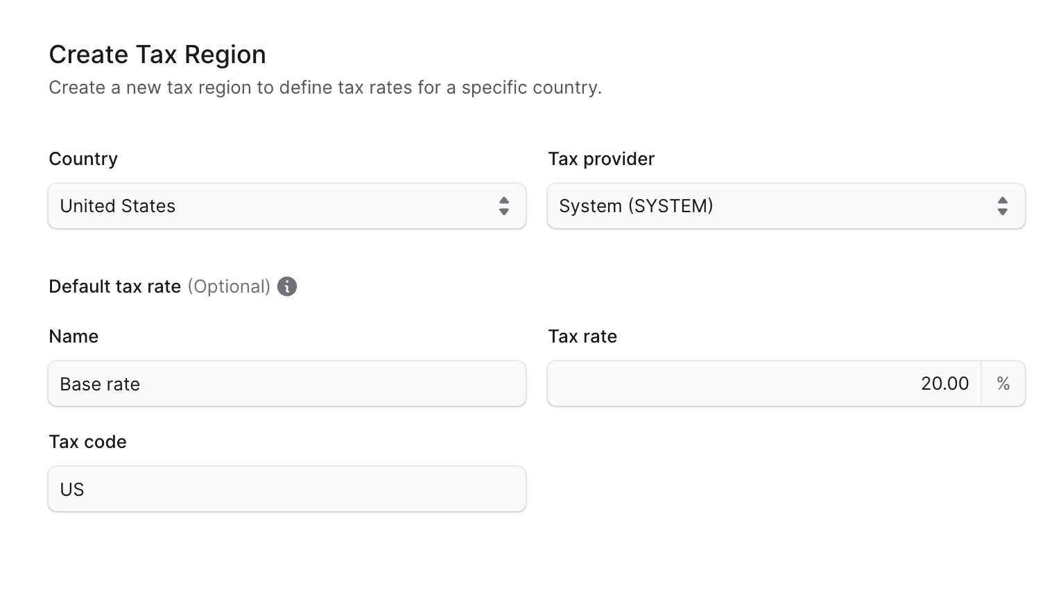 创建税收地区表单
